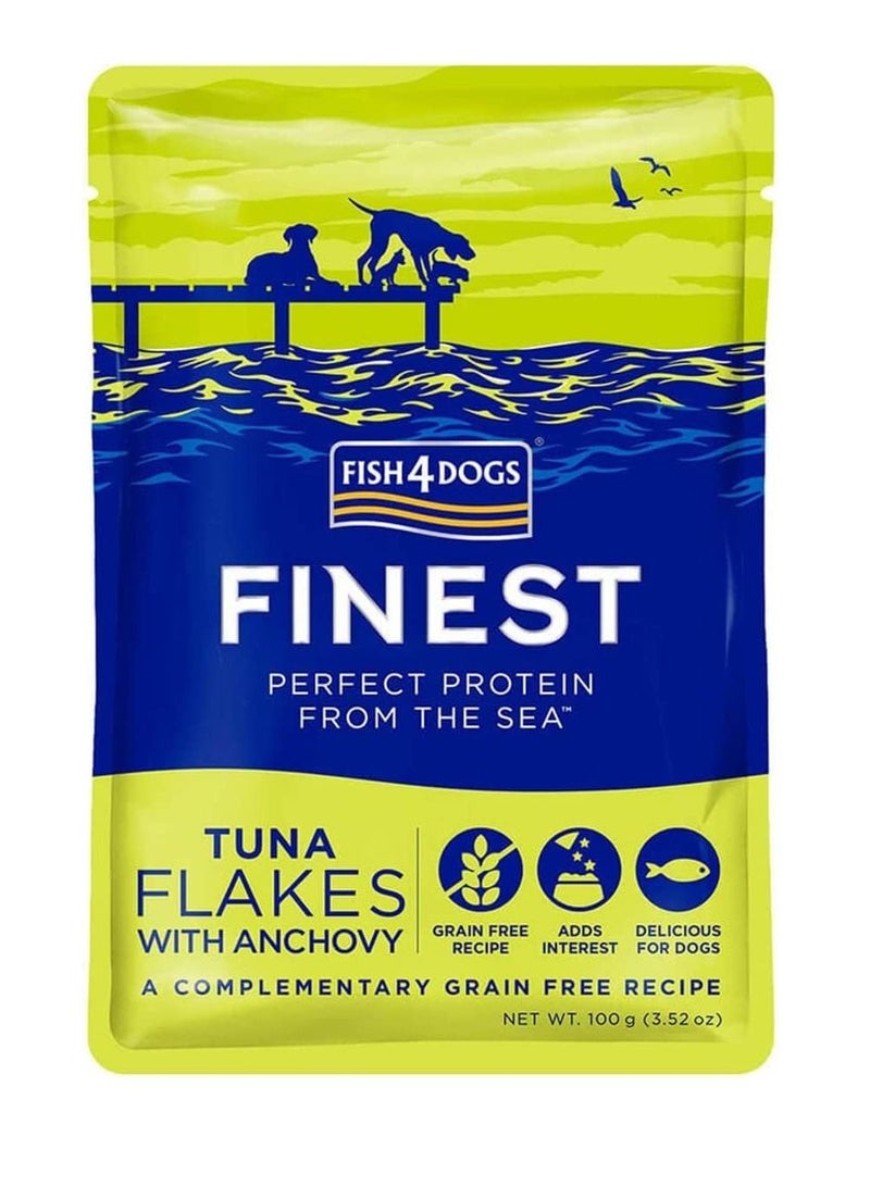 (فيش٤دوجس) عبوة من قطعتين: طعام رطب للكلاب البالغة من "Fish4Dogs" (شرائح التونة الفاخرة مع الأنشوجة) - 100 جم - Image 2