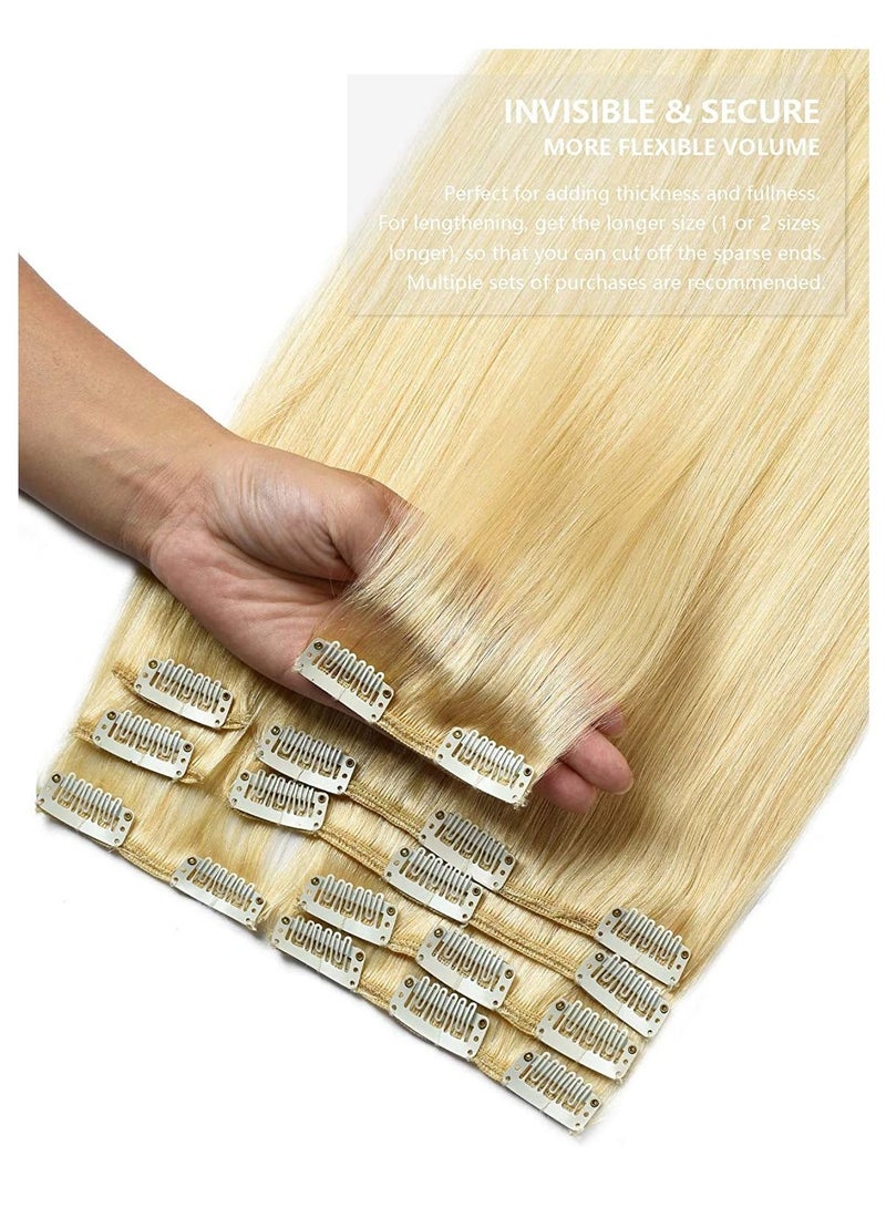 Estelle Clip in Hair Extensions Remy Human Hair Clips Bleach Blonde - Image 4