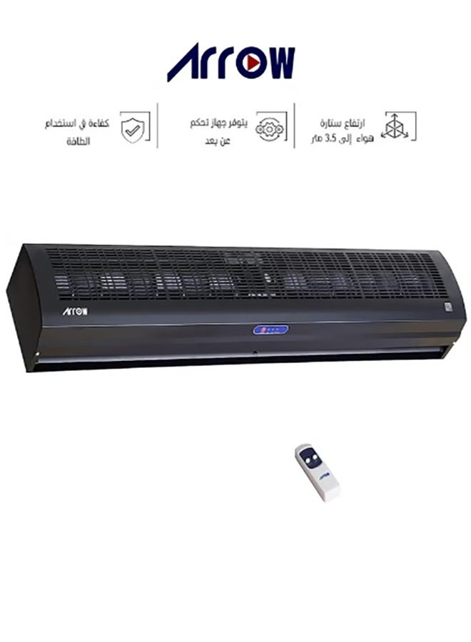 Arrow Air Curtain 120cm with Remote Control, 210W | Low Energy Consumption | 13 Fan Speed | Quit Design | Strong Air Flow | Black Color | RO-120CARC-B - Image 1