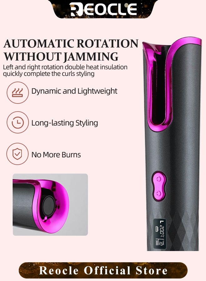 ريوكل أداة تجعيد الشعر الأوتوماتيكية، محمولة، قابلة لإعادة الشحن عبر USB، مصفف شعر كسولة مع إعدادات متعددة لدرجة الحرارة، رمادي - Image 2