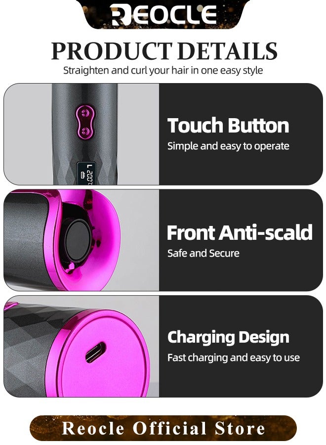 ريوكل أداة تجعيد الشعر الأوتوماتيكية، محمولة، قابلة لإعادة الشحن عبر USB، مصفف شعر كسولة مع إعدادات متعددة لدرجة الحرارة، رمادي - Image 5