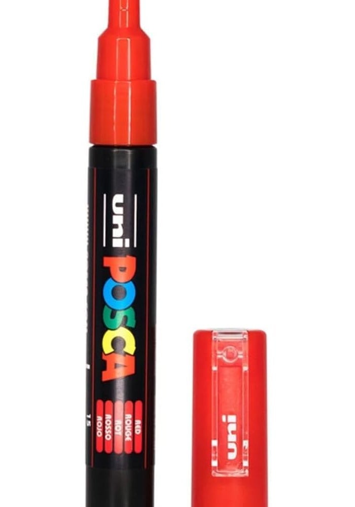 Uni Posca PC-1M Extra Fine Red Marker Pen - Image 1