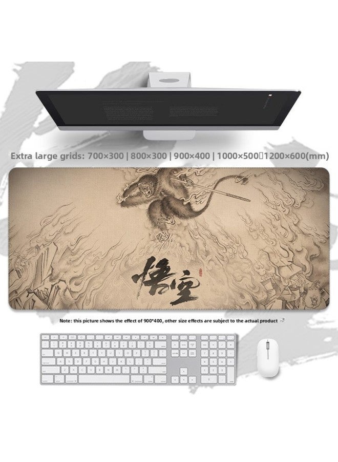 Black Myth Wukong Mouse Pad Soul Game Animation Surrounding Thickable Wrist Guard Keyboard Mouse Table Pad-Color:1200x600mm-3mm-Pattern:Wukong-10 Thickened Seam