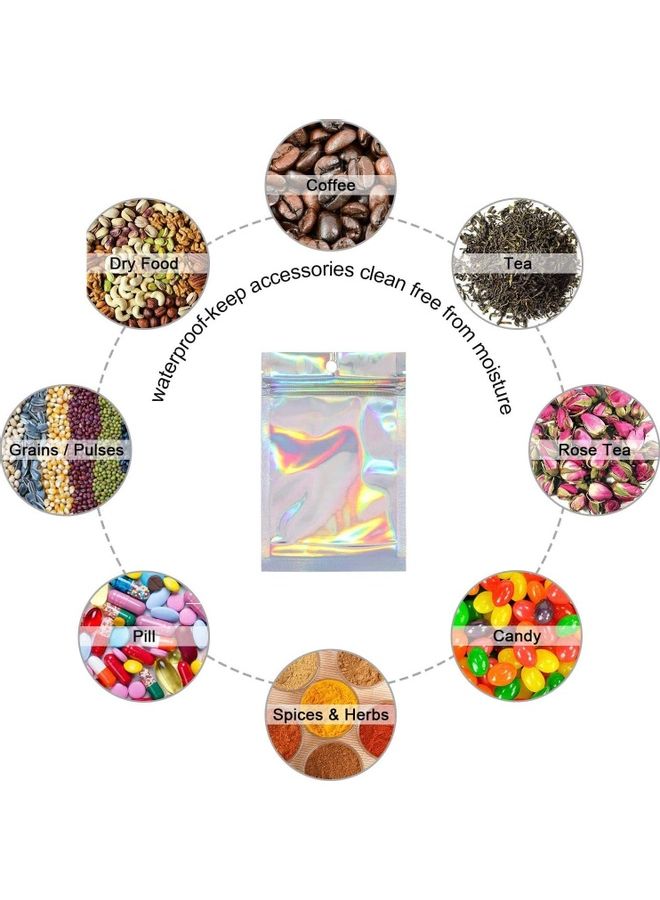 NIBEMINENT 50-Piece Aluminum Foil Resealable Smell Proof Pouch Multicolour 10x15cm - Image 4