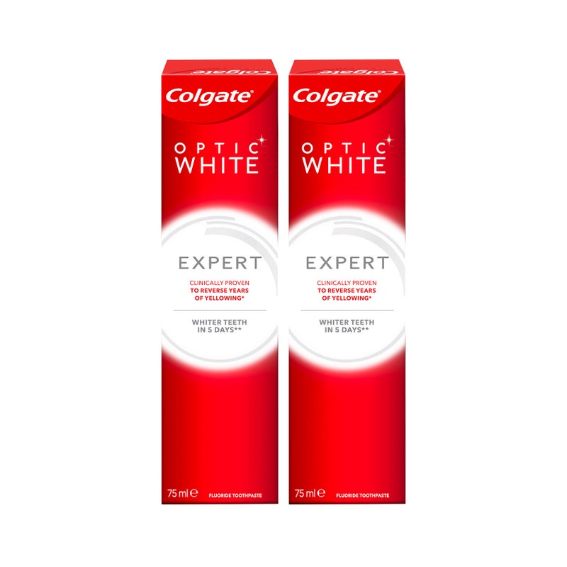 Colgate Optic White Expert Whitening Toothpaste 2x75ml