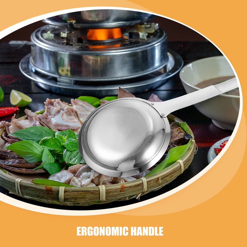 🍳 مصفاة ملعقة من الفولاذ المقاوم للصدأ بتصميم شبكي ناعم لفصل الزيت والطهي - Image 4