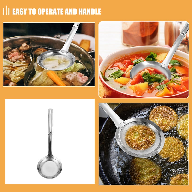 🍳 مصفاة ملعقة من الفولاذ المقاوم للصدأ بتصميم شبكي ناعم لفصل الزيت والطهي - Image 3