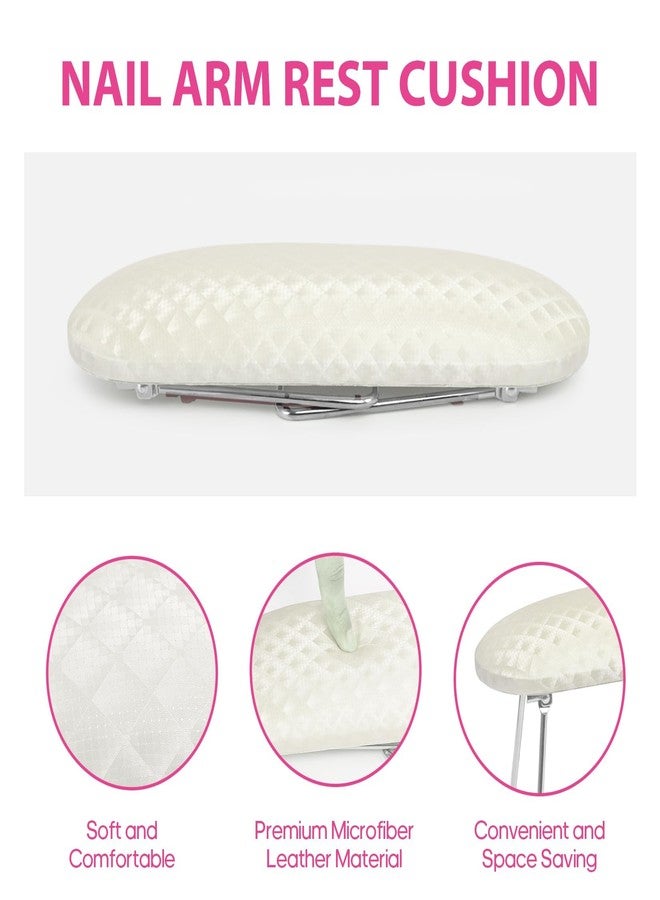 AORAEM Nail Arm Rest Cushion, Nail Hand Cushion Microfiber Leather Manicure Hand Pillow Stand Professional Nail Rest Table Desk Station for Nails Art DIY Use (Creamy White) - Image 3