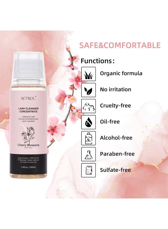 ACTROL Eyelash Shampoo Concentrate 100ml Lash Extensions Cleanser Concentrate Cherry Blossom Natural Foaming Shampoo DIY Wash for Extensions Lashes with Salon Home Care-Makes 60ml Bottles - Image 2