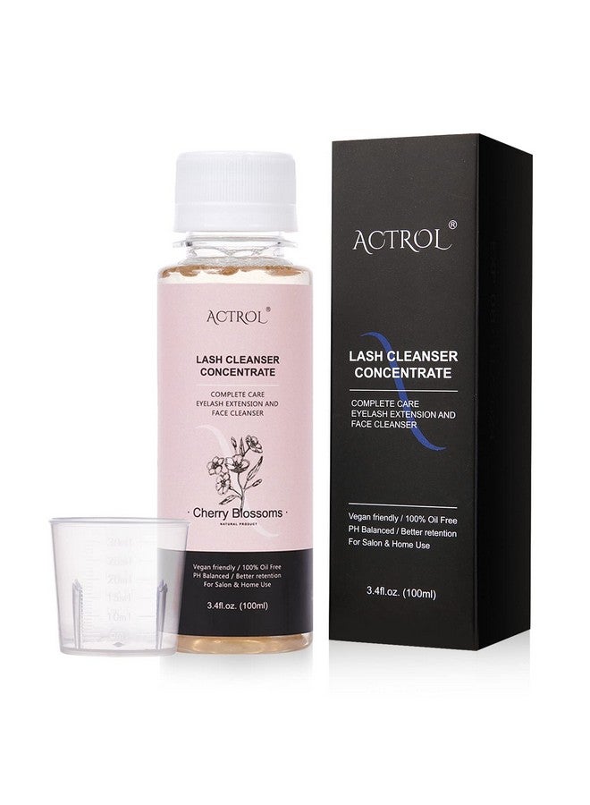 ACTROL Eyelash Shampoo Concentrate 100ml Lash Extensions Cleanser Concentrate Cherry Blossom Natural Foaming Shampoo DIY Wash for Extensions Lashes with Salon Home Care-Makes 60ml Bottles - Image 1