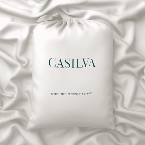 CASILVA Eucalyptus Sheets - Infused with Silver for Anti-Odor, Softer Than Silk Fibers, More Cooling Than Cotton - Perfect for Hot Sleepers & Sensitive Skin - 100% Tencel Lyocell - Queen Sheet Set - Image 1