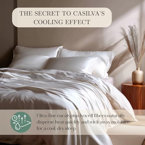 CASILVA Eucalyptus Sheets - Infused with Silver for Anti-Odor, Softer Than Silk Fibers, More Cooling Than Cotton - Perfect for Hot Sleepers & Sensitive Skin - 100% Tencel Lyocell - Queen Sheet Set - Image 3
