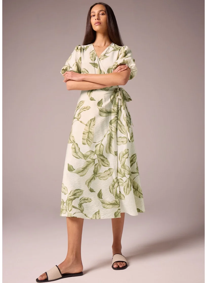 Matalan Et Vous Leaf Print Midi Wrap Dress
