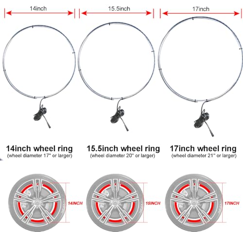 Tavaray 4PCS 14" Super Bright Double Row Pure White Wheel Lights, Remote Control with Flashing Modes, IP67 Waterproof, 6500K LED Wheel Ring Lights for Trucks Cars SUV Pickup Vehicles Offroad - Image 2
