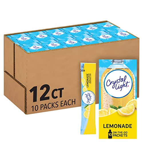 Crystal Light Lemonade Naturally Flavored Powdered Drink Mix, 120 ct Pack, 12 Boxes of 10 On-the-Go-Packets - Image 1