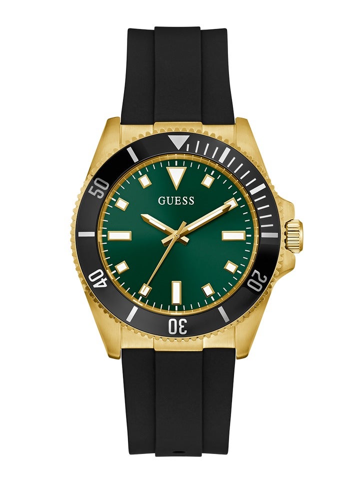 GUESS Mens Green Gold Tone Analog Watch - Image 1