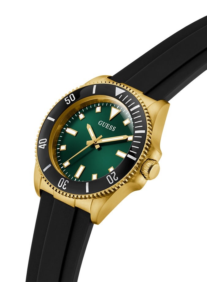 GUESS Mens Green Gold Tone Analog Watch - Image 4