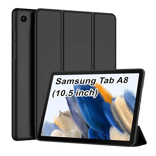 CEDO Tri-Fold for Samsung Tab A8 (10.5 in) Smart Case Flip Cover with Multi Viewing Angles Stand | Leather Finish | Heat Dissipation | TPU Backcover (Black) - Image 1