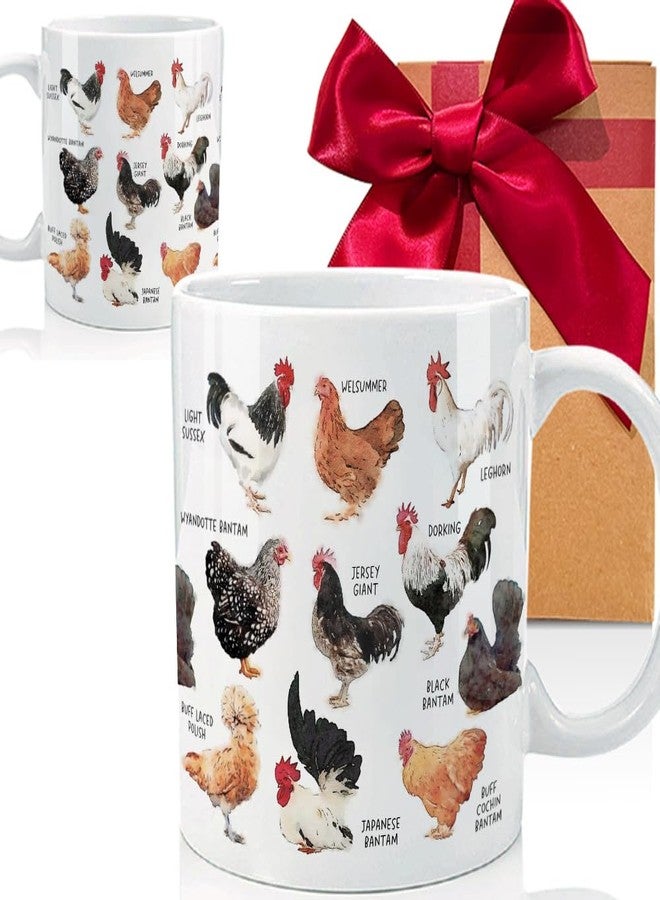 CATABUBU Chicken Mug, Porcelain, Mug, Novelty Coffee Mug, 1 Ounce, White, Dishwasher Safe, Multi-Purpose, Farmhouse Gift for Chicken Lovers - Image 1