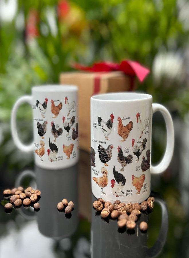 CATABUBU Chicken Mug, Porcelain, Mug, Novelty Coffee Mug, 1 Ounce, White, Dishwasher Safe, Multi-Purpose, Farmhouse Gift for Chicken Lovers - Image 2
