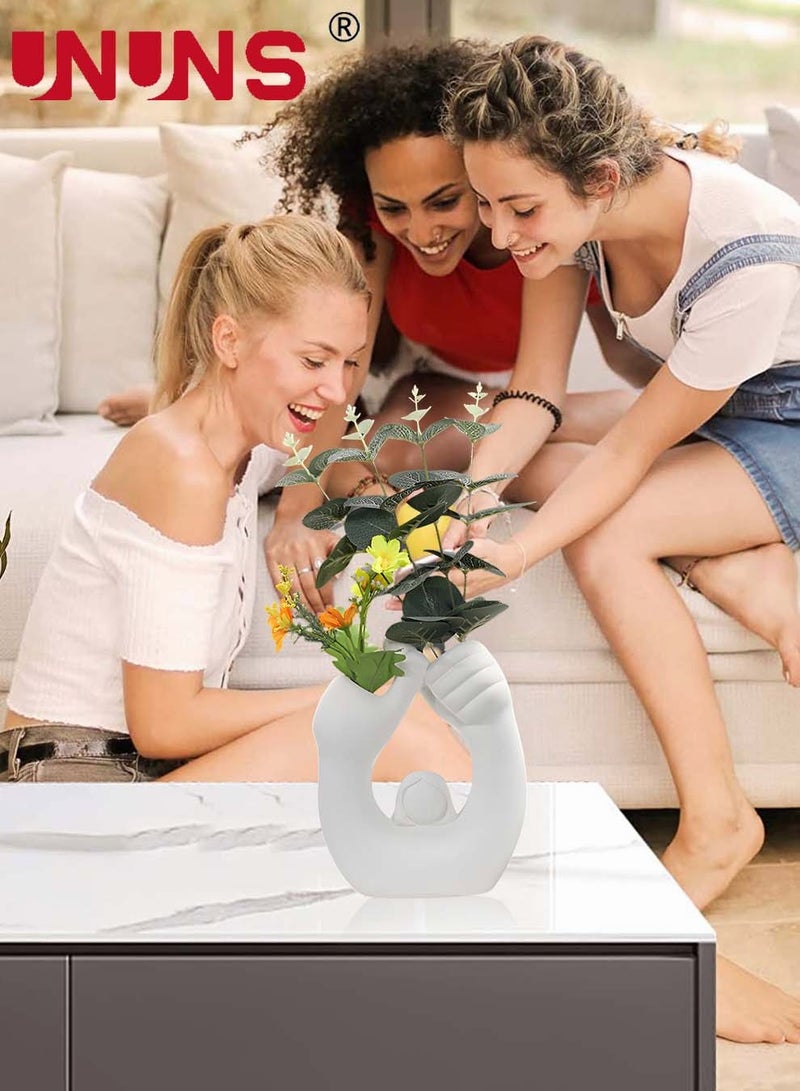 Nordic Matting Vase,Modern Ceramic Double Hole Vase For Centrepiece,Ceramic Vases For Home Decor,White