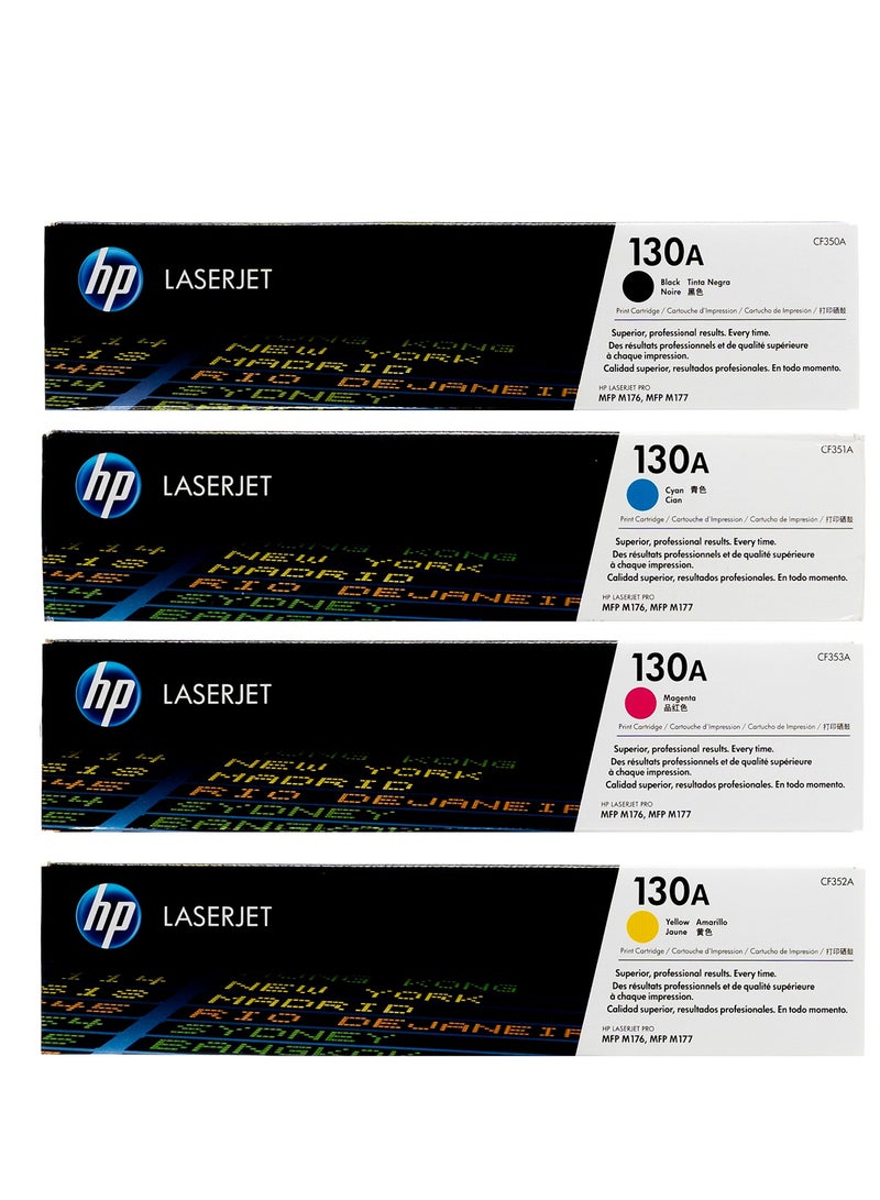 HP مجموعة 130A | CF350A، CF351A، CF352A، CF353A | خرطوشة الحبر الأصلية أسود/سماوي/أصفر/أرجواني - Image 1