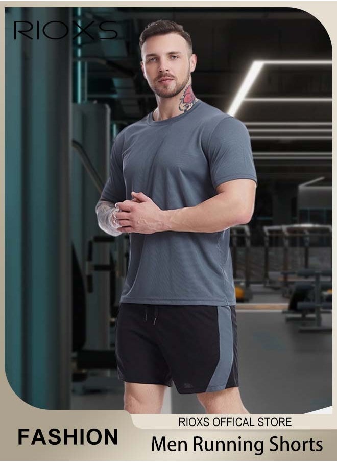 RIOXS Men's Running Shorts, Athleisure Unlined Shorts, Athletic Lightweight Shorts, Breathable Quick-Drying Fitness Short Pants with Pockets, Made of Moisture-Wicking Material  - Image 1