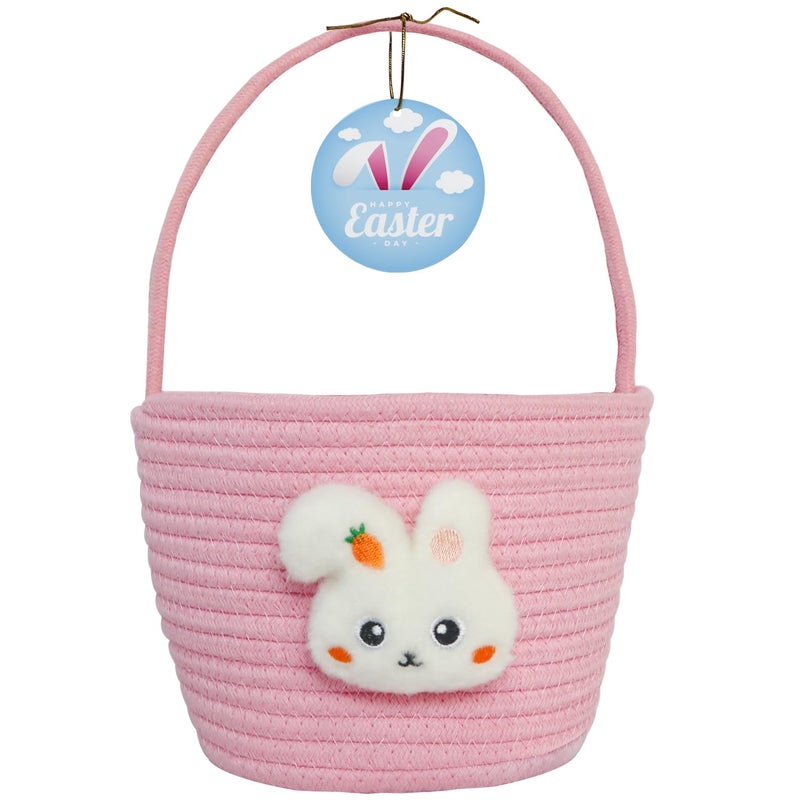XENTUMI Easter Basket Easter Baskets for Kids Baby Easter Basket with Handle Empty Bunny Egg Basket Easter Baskets for Boys Girls Toddler Babies Infant Easter gifts basket Personalized - Image 2
