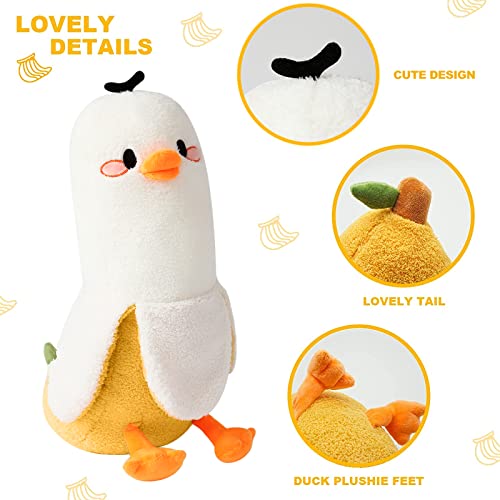 PEACH CAT Banana Duck Plush Pillow Duck Stuffed Animal Cute Banana Plushie for Girls and Boys White 19.7" - Image 2
