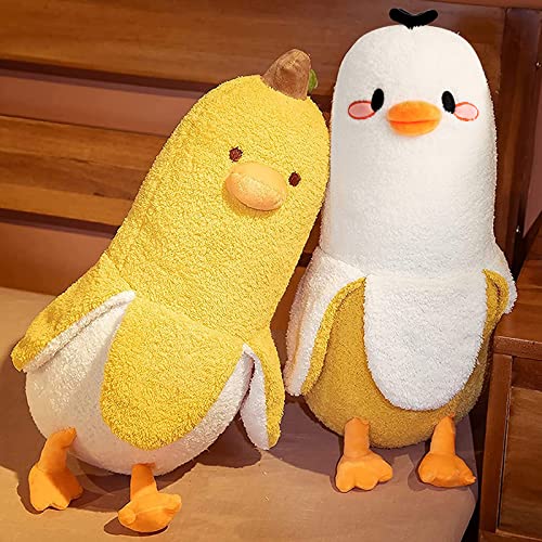 PEACH CAT Banana Duck Plush Pillow Duck Stuffed Animal Cute Banana Plushie for Girls and Boys White 19.7" - Image 5