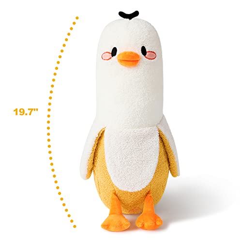 PEACH CAT Banana Duck Plush Pillow Duck Stuffed Animal Cute Banana Plushie for Girls and Boys White 19.7" - Image 3