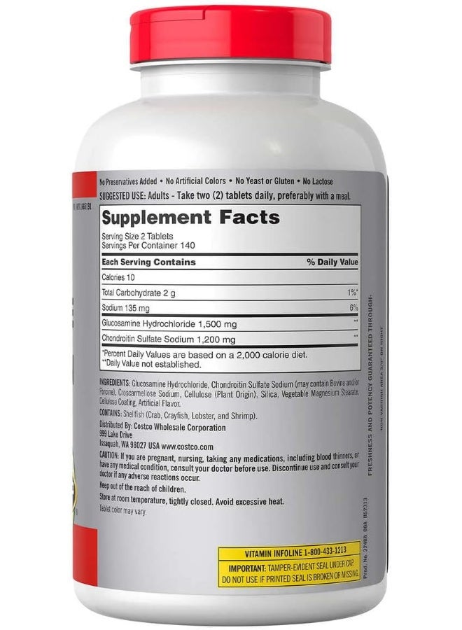Costco Kirkland Signature Glucosamine HCI 1500 mg and Chondroitin Sulfate 1200 mg, 280 Tablets - Image 4
