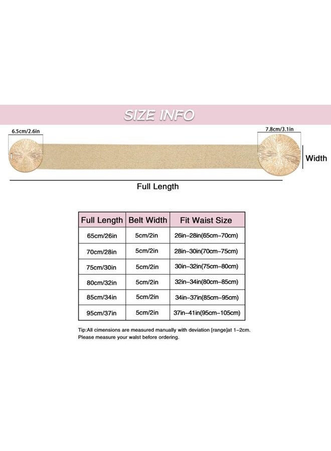 BAOKELAN Women Wide Stretchy Waist Belts Elastic Cinch Belt for Dresses Bling Beige Gold 80CM - Image 4