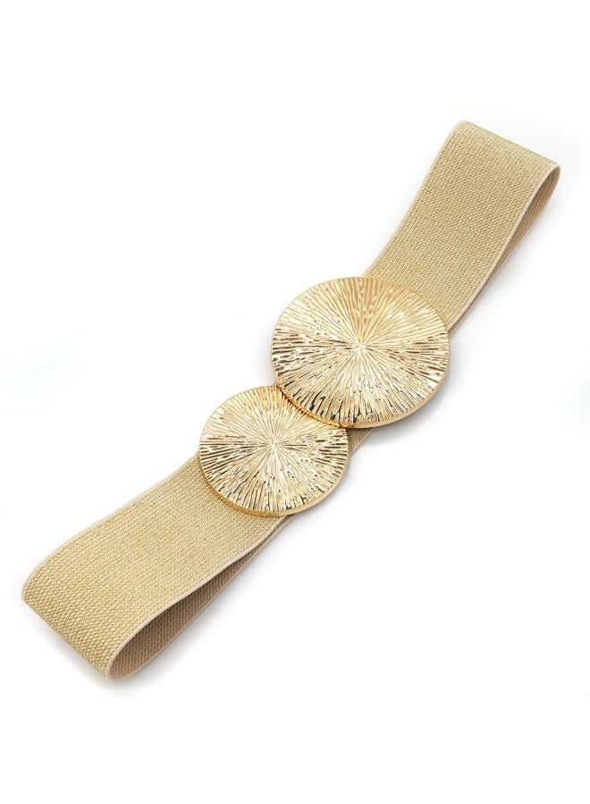 BAOKELAN Women Wide Stretchy Waist Belts Elastic Cinch Belt for Dresses Bling Beige Gold 80CM - Image 5