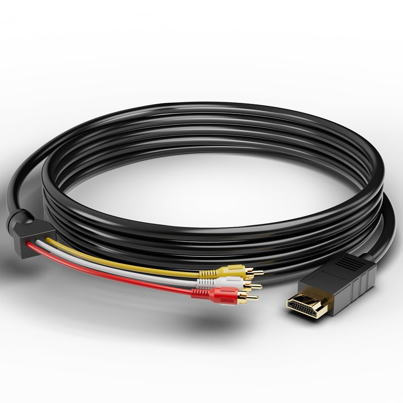 Eanetf HDMI to RCA Cable with Built-in Converter, 1080P HDMI to 3 RCA AV Adapter (Composite Video + Audio), 5ft (1.5m) for Connecting DVD Player, HDTV, PC to Old TV, Projector, Legacy Devices - Image 1