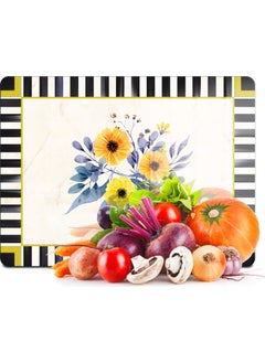 Glass Cutting Board and Presentation and Serving Plate Mackenzie Vintage Flowers 30X40 cm