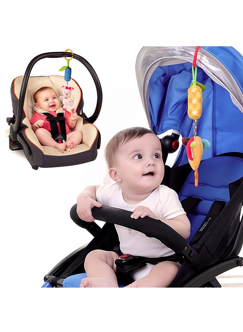 Peachjoy Baby Soft Hanging Rattle,Car Seat Hanging Bell Adorable Animal Infant Play Music Crib Toy Car Seat Rattles Educational Toys for Babies Boys and Girls 3 6 9 to 12 Months(4 Pack) - Image 3