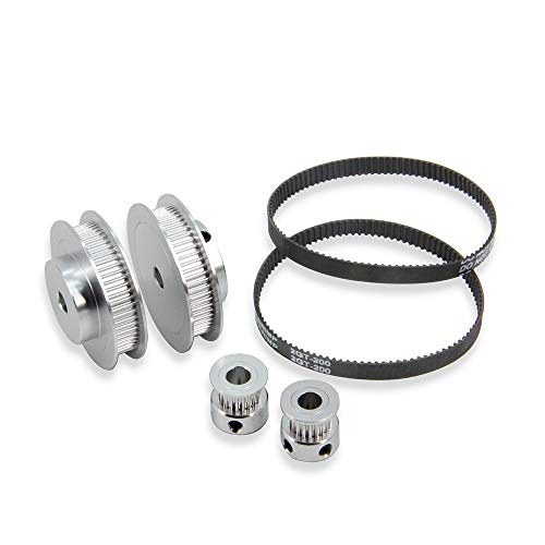 Zeberoxyz 2PCS Set GT2 Synchronous Wheel 20&60 Teeth 6.35mm Bore Aluminum Timing Pulleys with 2PCS Length 200mm Width 6mm Belt (20-60T-6.35B-6) - Image 1