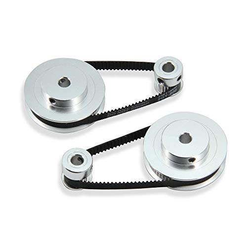 Zeberoxyz 2PCS Set GT2 Synchronous Wheel 20&60 Teeth 6.35mm Bore Aluminum Timing Pulleys with 2PCS Length 200mm Width 6mm Belt (20-60T-6.35B-6) - Image 2