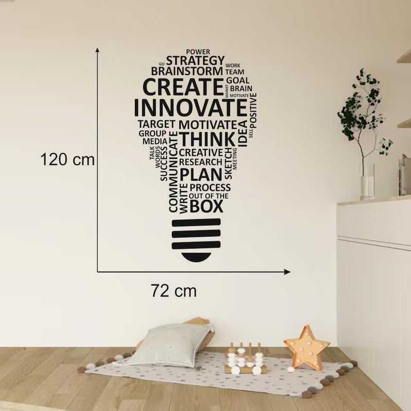 Sky Flying Black Create Innovate Think Office - Inspirational - Motivational - Quotes - Wall Sticker for Kids Room, Living Room, School, Library (Size - 120CM X 72CM) - Image 4