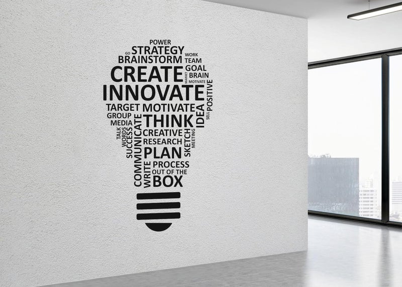 Sky Flying Black Create Innovate Think Office - Inspirational - Motivational - Quotes - Wall Sticker for Kids Room, Living Room, School, Library (Size - 120CM X 72CM) - Image 3