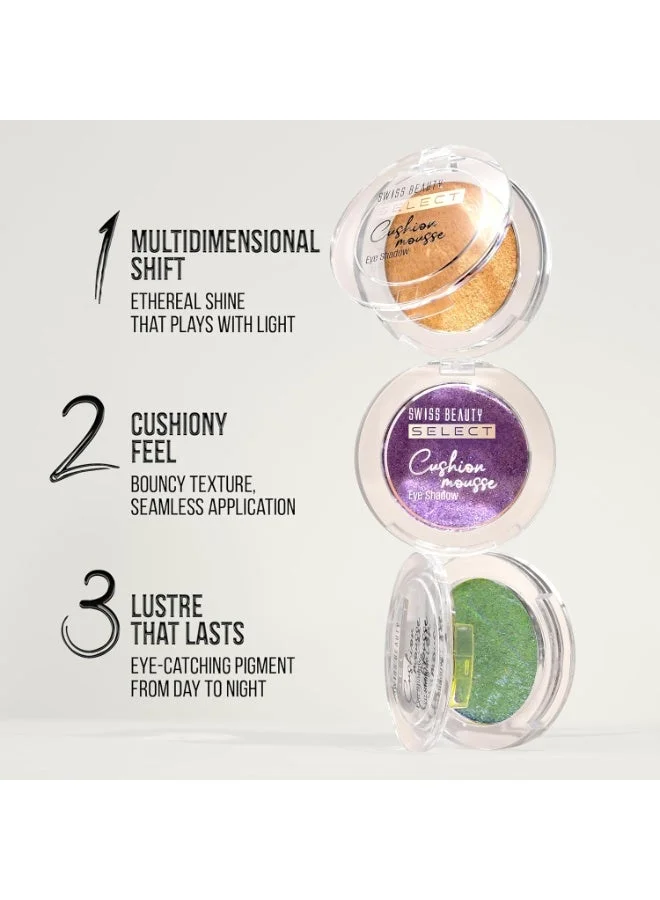 سويس بيوتي Swiss Beauty Cushion Mousse Eyeshadow | Highly Pigmented & Blendable Formula | Long-Lasting Eye Makeup with Vitamin E | Lightweight & Shimmer Finish | Shade- 1. Star Gaze, 2g