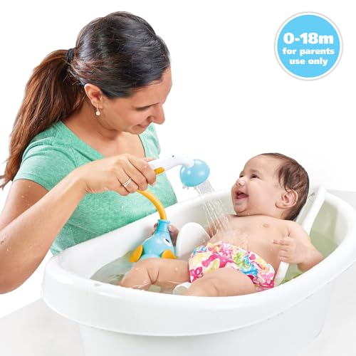 Yookidoo Baby Bath Shower Head - Elephant Water Pump with Trunk Spout Rinser - Control Water Flow from 2 Knobs for Maximum Fun in Tub or Sink for Newborn Babies (Blue and Orange) - Image 2