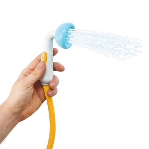 Yookidoo Baby Bath Shower Head - Elephant Water Pump with Trunk Spout Rinser - Control Water Flow from 2 Knobs for Maximum Fun in Tub or Sink for Newborn Babies (Blue and Orange) - Image 3