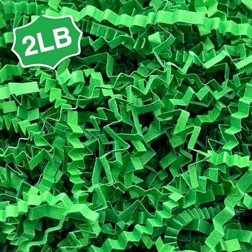 Corlcol 2LB Crinkle Cut Paper Shred Filler for Bag Gift Box Basket Confetti Paper Shreded Stuffing Decoration for Valentine's Day Holiday Party (Forest Green) - Image 1