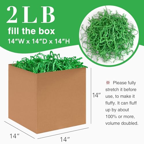 Corlcol 2LB Crinkle Cut Paper Shred Filler for Bag Gift Box Basket Confetti Paper Shreded Stuffing Decoration for Valentine's Day Holiday Party (Forest Green) - Image 2