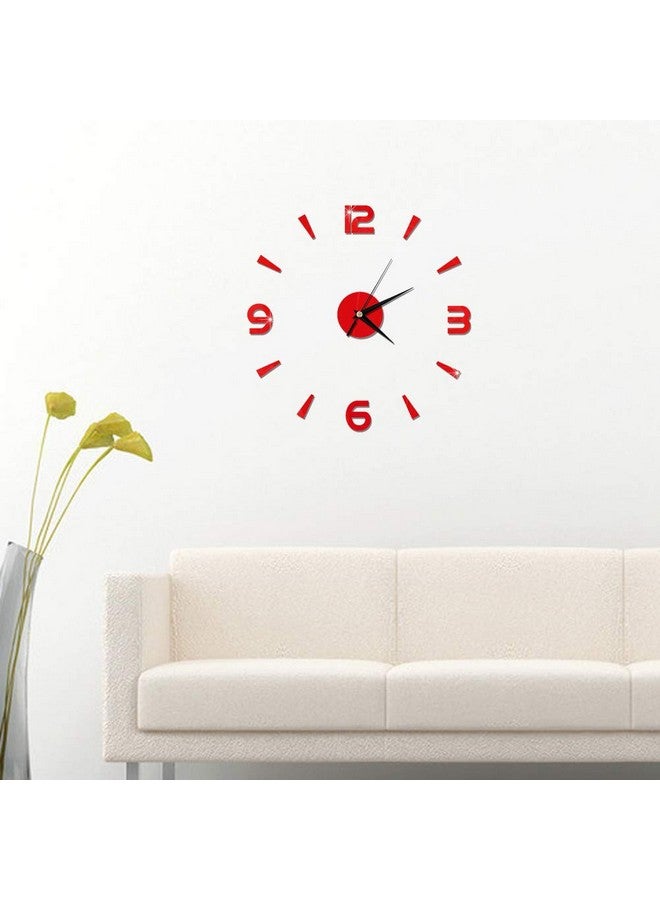 Pilipane 3D Diy Wall Clockmodern Frameless Diy Wall Clockdecor Sticker Mirror Frameless Large Diy Wall Clock Kit For Home Living Room Bedroom Office Decoration(Red) - Image 5