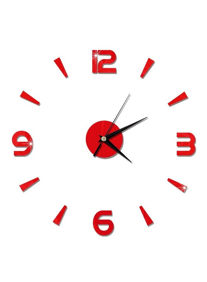 Pilipane 3D Diy Wall Clockmodern Frameless Diy Wall Clockdecor Sticker Mirror Frameless Large Diy Wall Clock Kit For Home Living Room Bedroom Office Decoration(Red) - Image 2