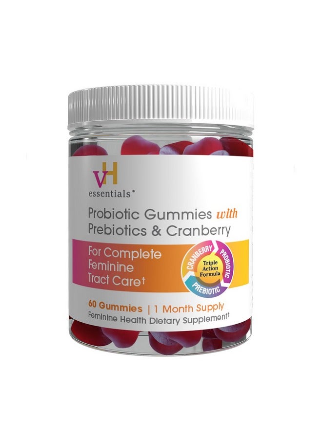vH Essentials vH essentials Probiotic Gummies with Prebiotics & Cranberry, Concentrated Extract for Urinary Tract Health, Supports Vaginal Microflora Balance for a Healthy Feminine Tract, 60 Count  - Image 1