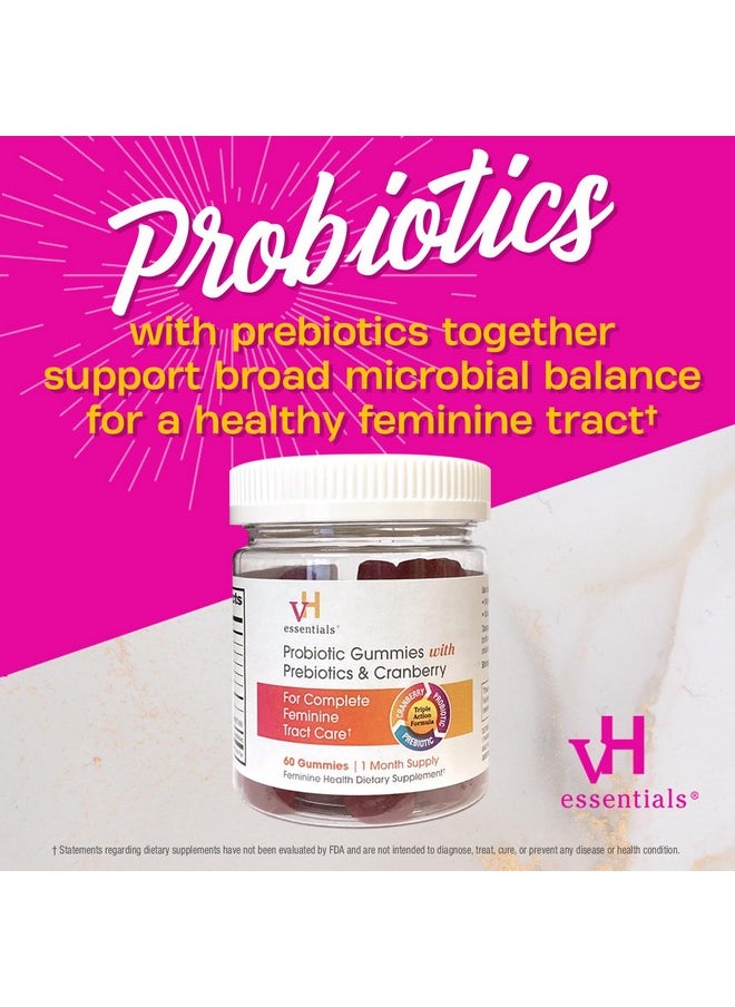vH Essentials vH essentials Probiotic Gummies with Prebiotics & Cranberry, Concentrated Extract for Urinary Tract Health, Supports Vaginal Microflora Balance for a Healthy Feminine Tract, 60 Count  - Image 5